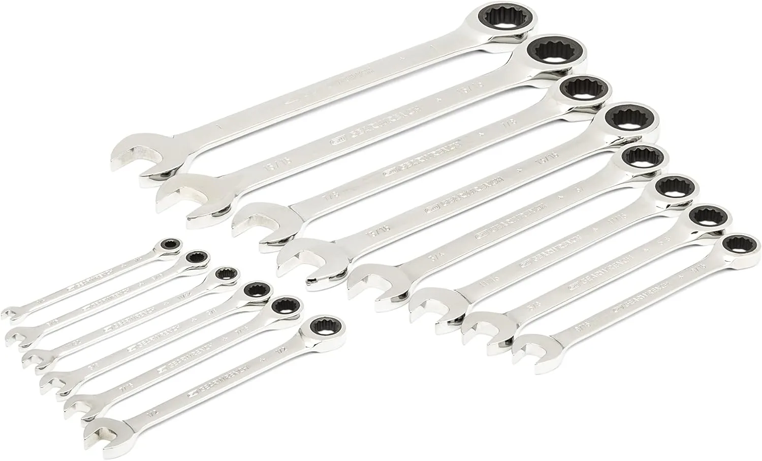 GEARWRENCH 21 Piece 72T SAE Standard & Stubby Ratcheting Wrench Set with EVA Foam Tray - 86526
