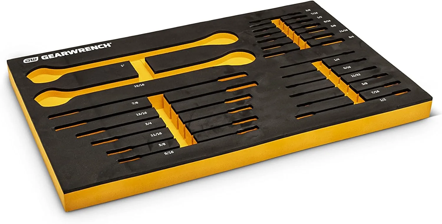 GEARWRENCH 21 Piece 72T SAE Standard & Stubby Ratcheting Wrench Set with EVA Foam Tray - 86526
