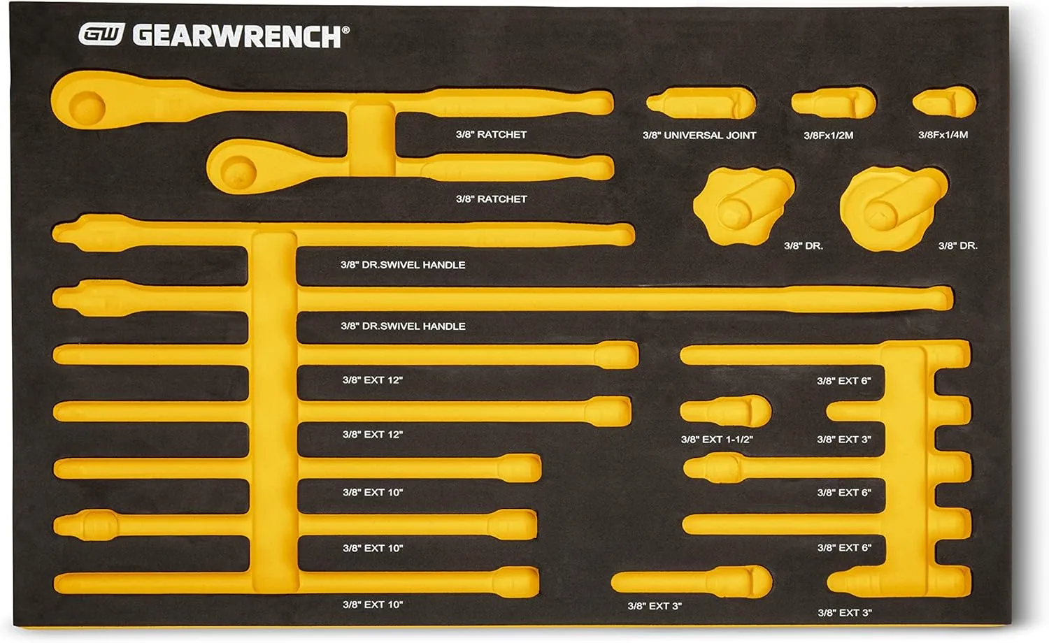 GEARWRENCH 21 Piece 3/8 inch 90T Ratchet & Drive Tool Set with EVA Foam Tray - 86521