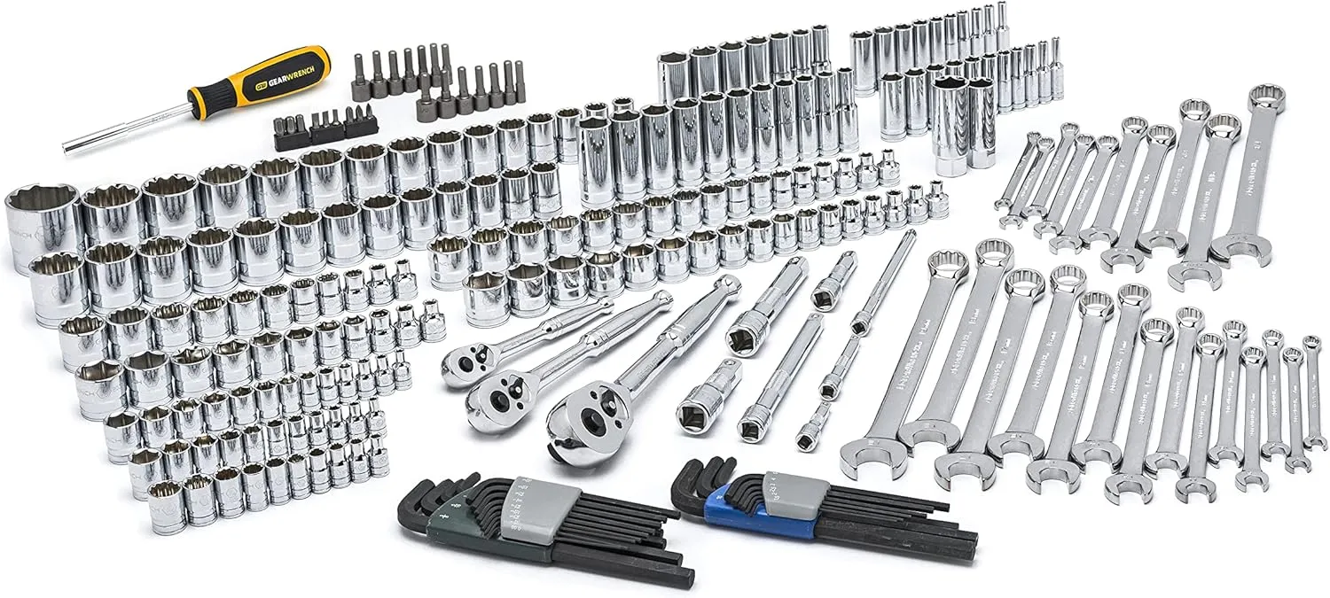 GEARWRENCH Mechanics Tool Set 1/4, 3/8 and 1/2-inch Drives in 3-Drawer Storage Box
