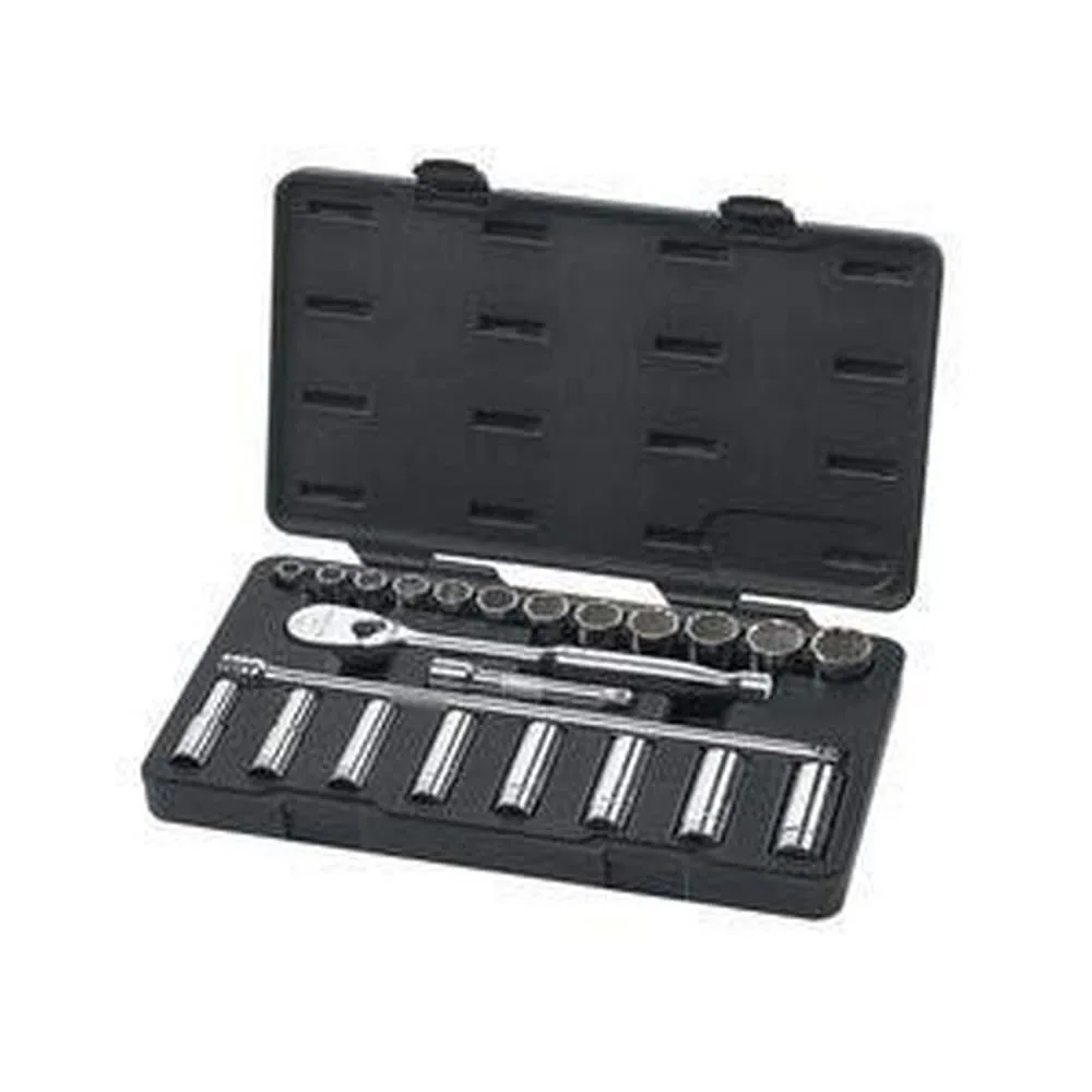GEARWRENCH 23 Pc. 1/2" Drive 6 Pt. Standard & Deep Mechanics Tool Set, SAE - 80707