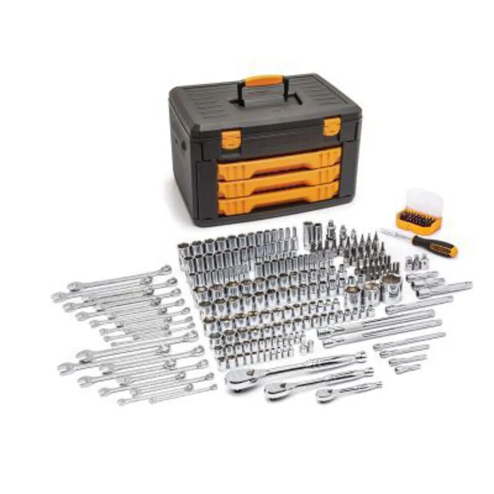 GEARWRENCH Mechanics Tool Set 1/4, 3/8 and 1/2-inch Drives in 3-Drawer Storage Box