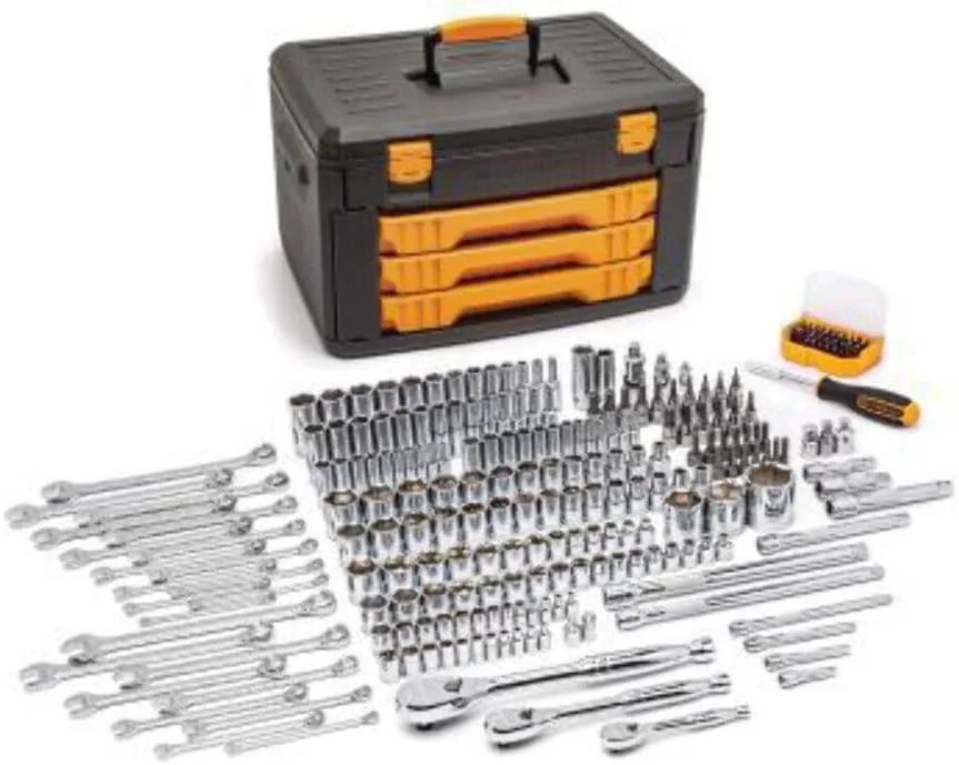 GEARWRENCH Mechanics Tool Set 1/4, 3/8 and 1/2-inch Drives in 3-Drawer Storage Box