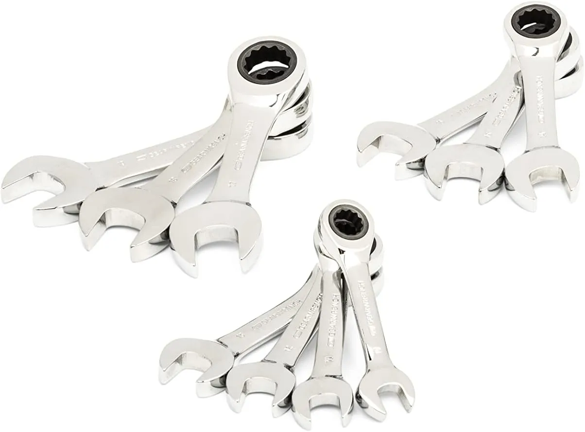 GEARWRENCH 28 Piece 72T Metric Standard & Stubby Ratcheting Wrench Set with EVA Foam Tray - 86527