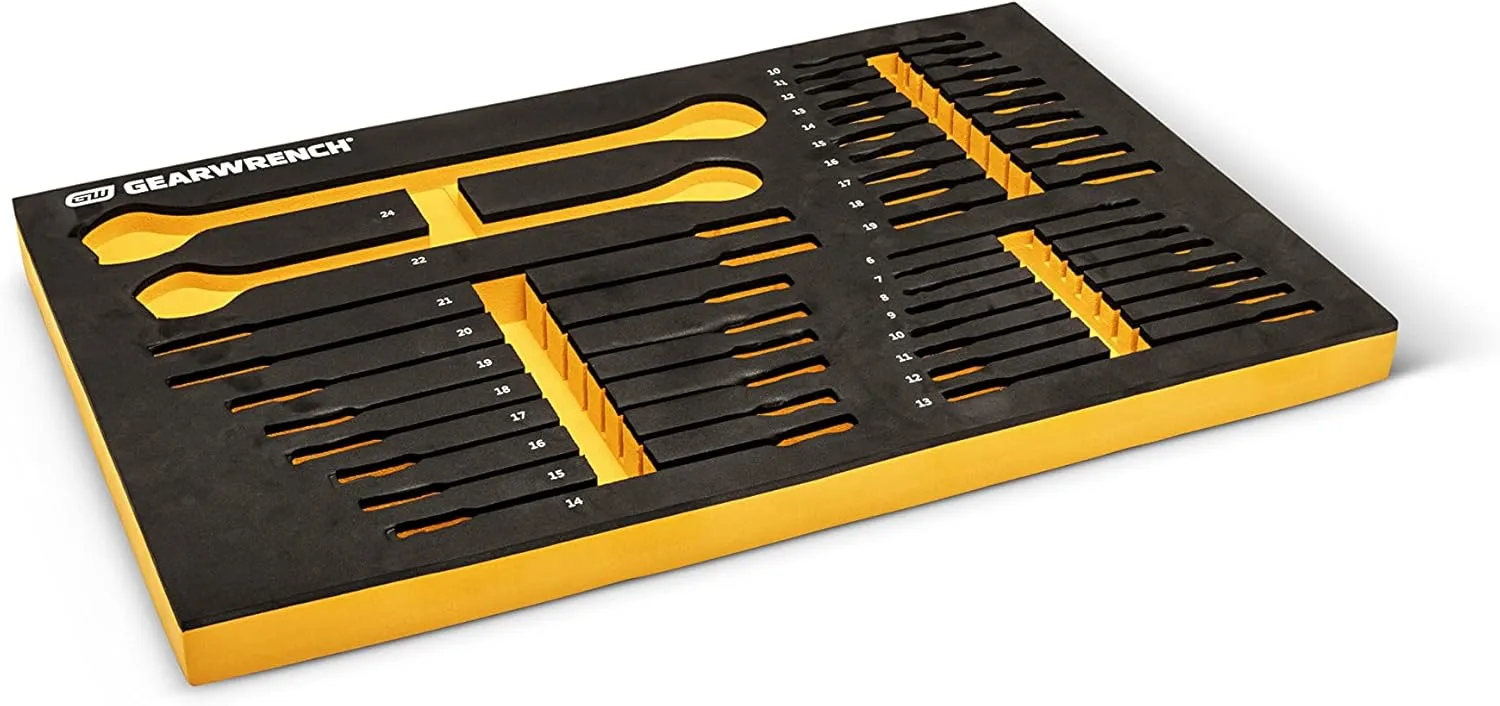 GEARWRENCH 28 Piece 72T Metric Standard & Stubby Ratcheting Wrench Set with EVA Foam Tray - 86527