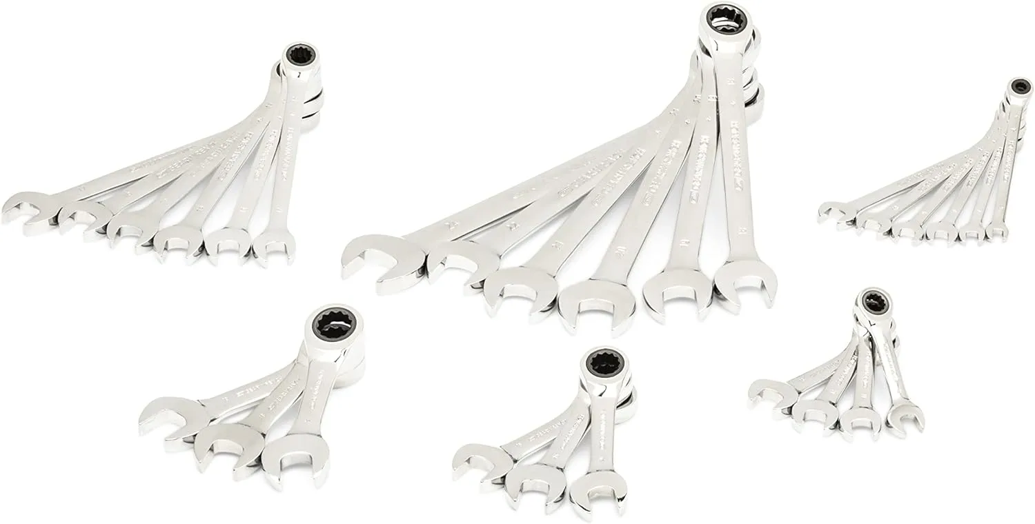 GEARWRENCH 28 Piece 72T Metric Standard & Stubby Ratcheting Wrench Set with EVA Foam Tray - 86527