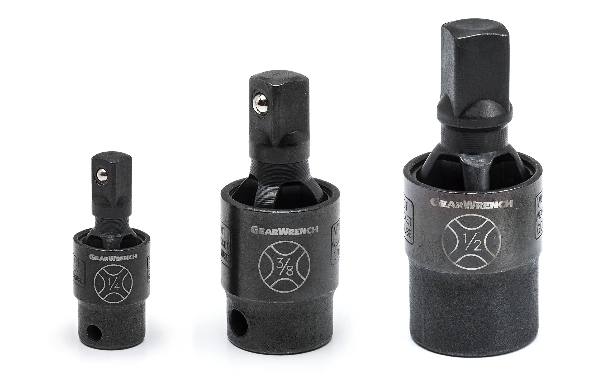 GEARWRENCH "3 Pc. 1/4", 3/8" & 1/2" Drive X-Core Pinless Impact Universal Joint Set - 84960