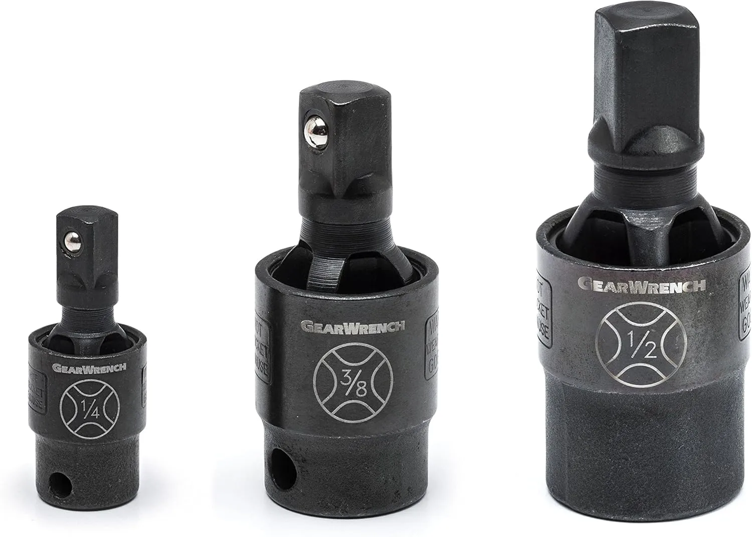 GEARWRENCH "3 Pc. 1/4", 3/8" & 1/2" Drive X-Core Pinless Impact Universal Joint Set - 84960