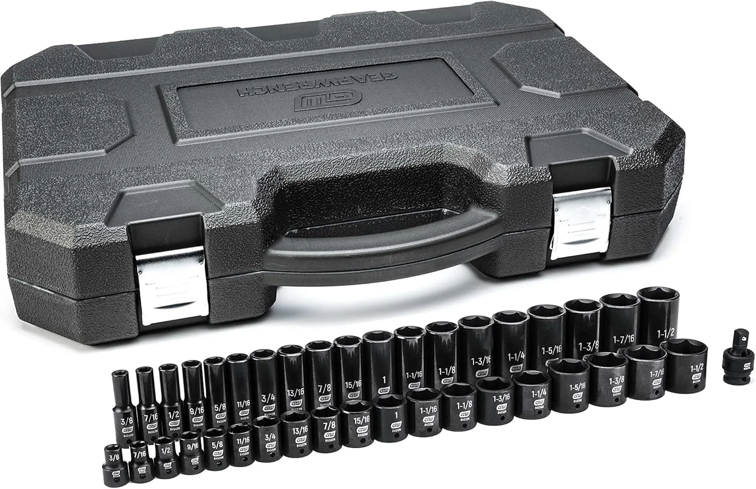 GEARWRENCH 39 Pc. 1/2" Drive 6 Pt. Impact Socket Set, Standard & Deep, SAE - 84947N, Black