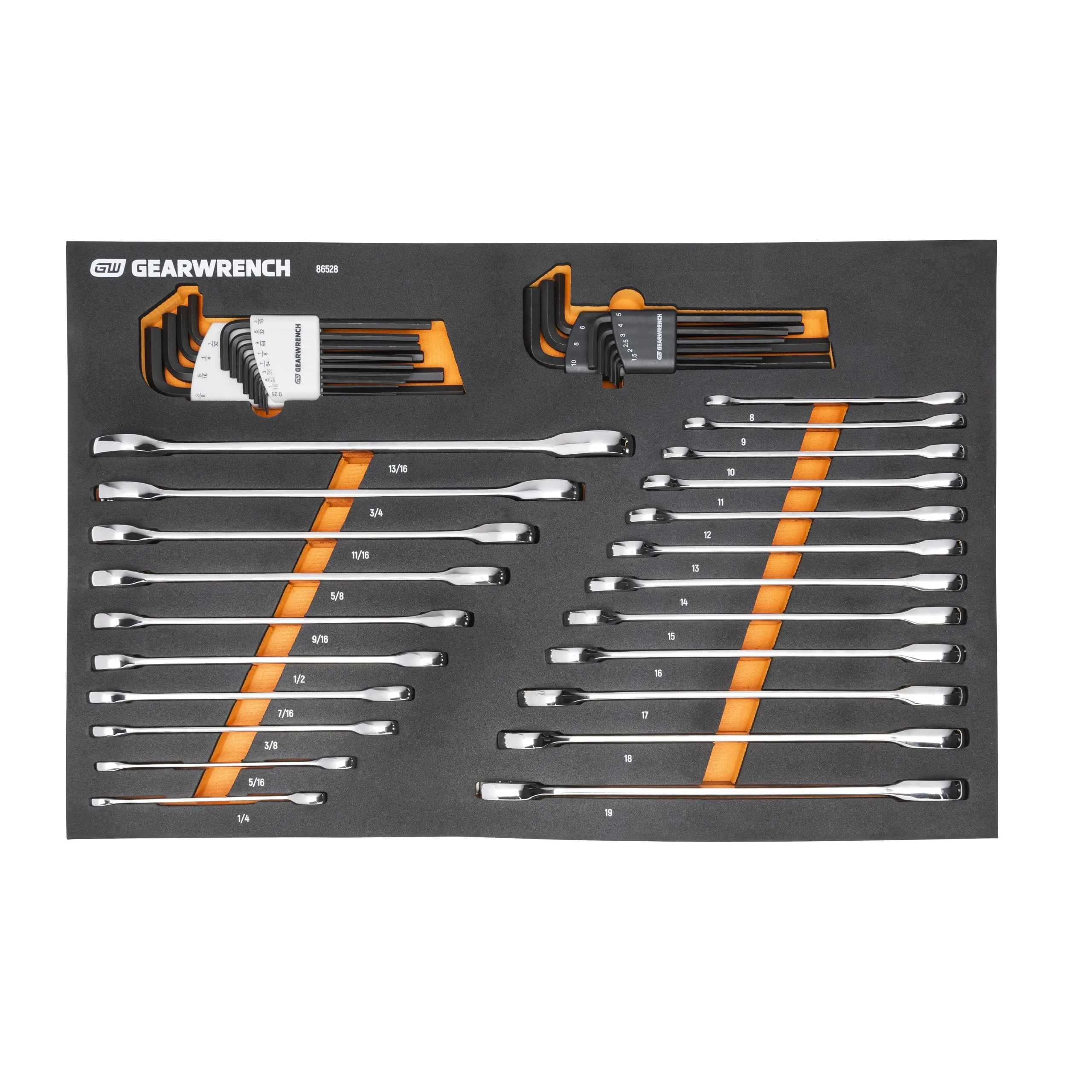 GEARWRENCH 44 Piece 90-Tooth SAE/Metric Ratcheting Wrench and Hex Key Set - 86528