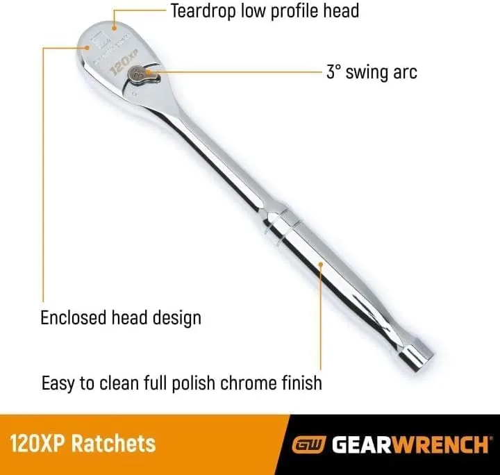 GEARWRENCH 120XP Mechanics Socket Set, SAE & Metric, 6-Point