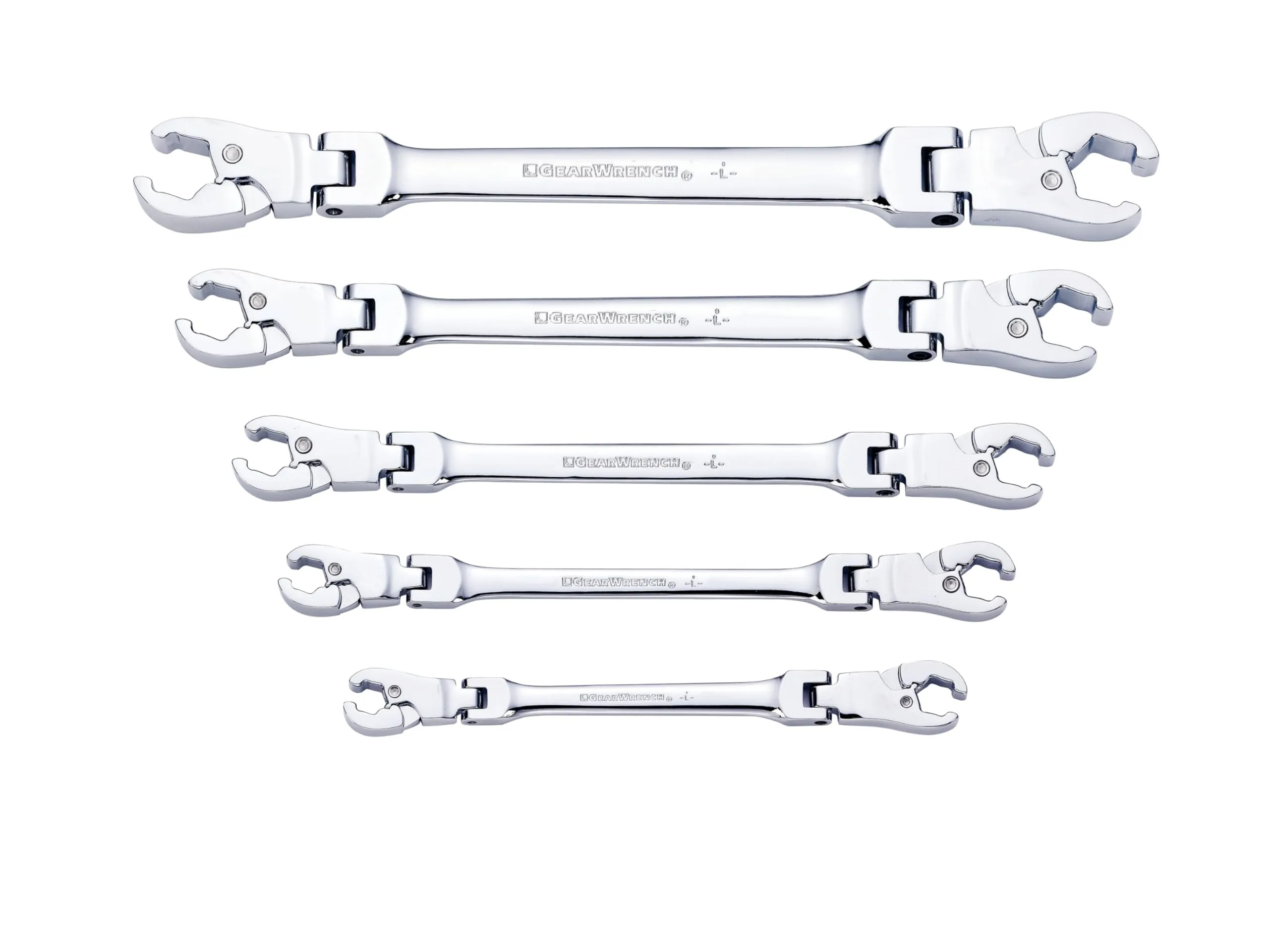 GEARWRENCH 5 Pc Ratcheting Flex Head Flare Nut Wrench Set, SAE - 89100