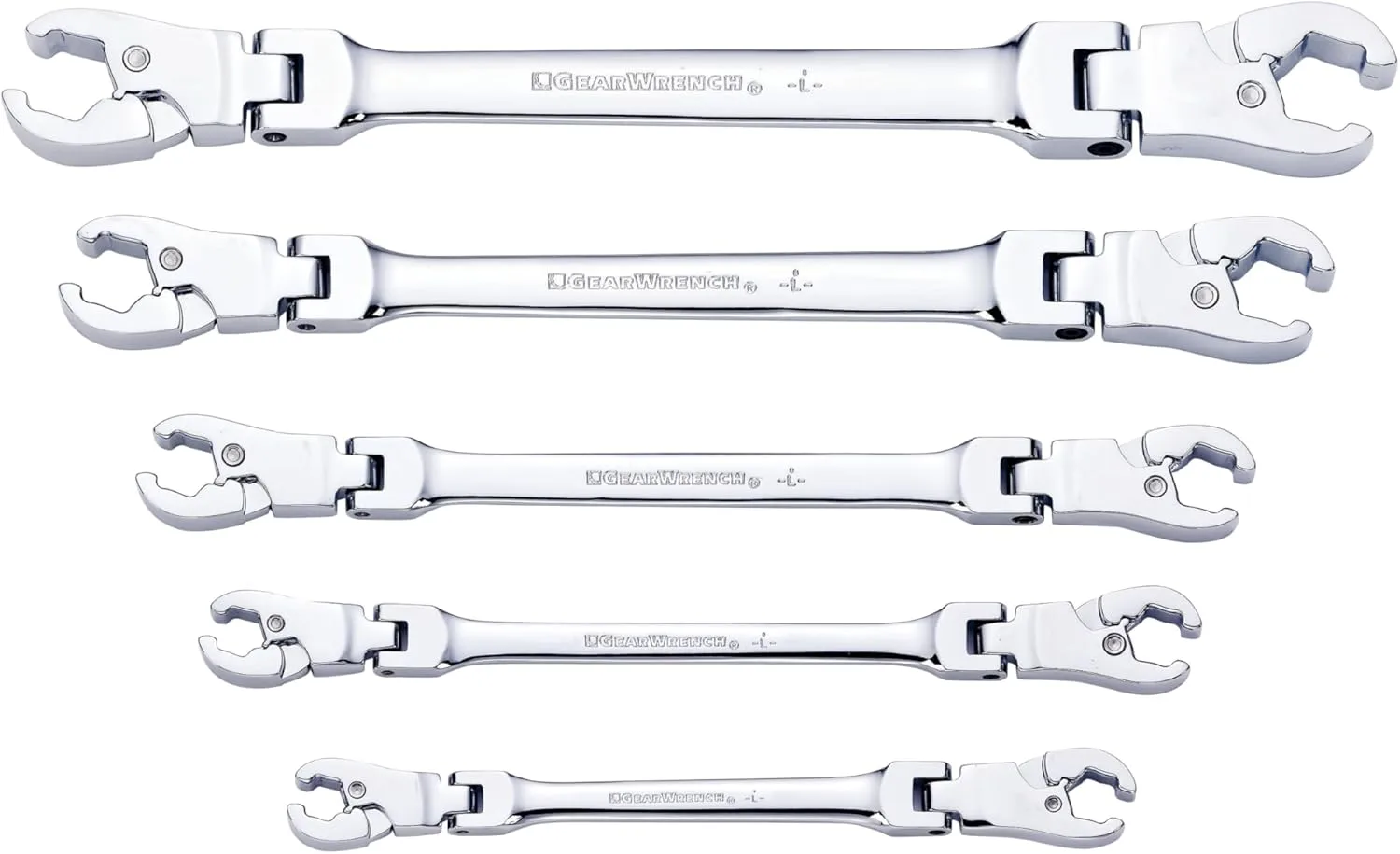 GEARWRENCH 5 Pc Ratcheting Flex Head Flare Nut Wrench Set, SAE - 89100