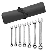 GEARWRENCH 7 Pc. 12 Point Reversible Ratcheting Combination SAE Wrench Set with Tool Roll - 9567RN