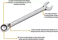 GEARWRENCH 7 Pc. 12 Point Reversible Ratcheting Combination SAE Wrench Set with Tool Roll - 9567RN
