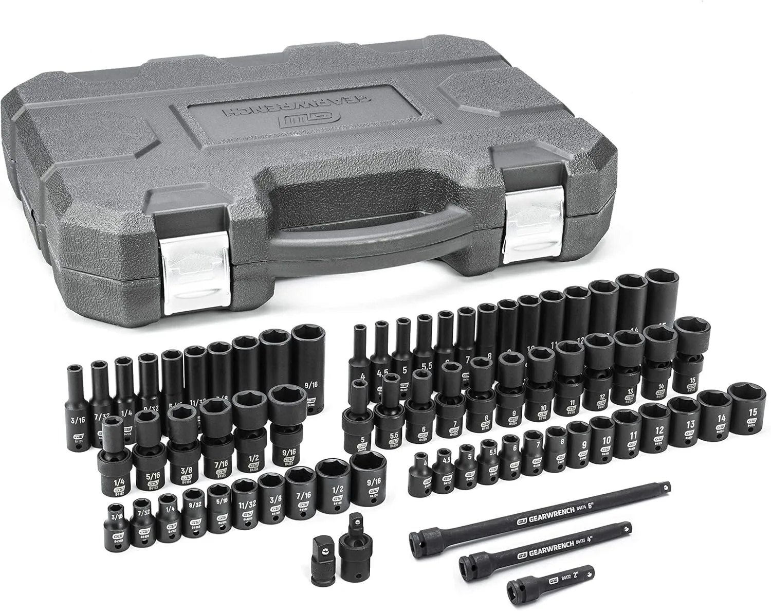 GEARWRENCH 71 Piece 1/4" Drive 6 Point Standard & Deep Universal Impact SAE/Metric Socket Set | 84903