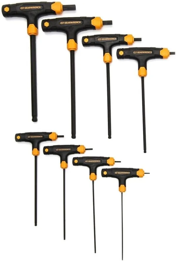 GEARWRENCH 8 Piece Metric Ball End T-Handle Hex Key Set - 83520 2mm 2.5mm 3mm 4mm 5mm 6mm 8mm 10mm