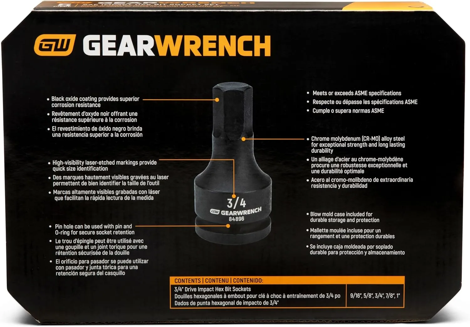 GEARWRENCH Impact Hex Bit Socket Set - 3/4in Drive