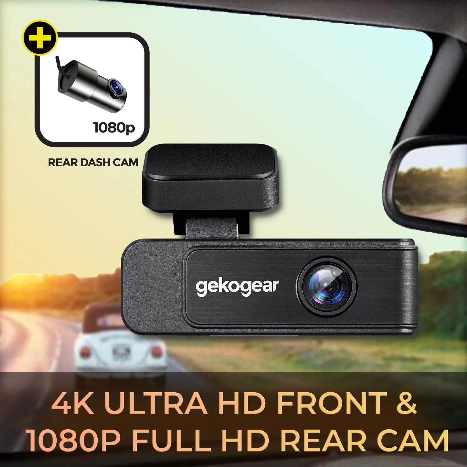 GekoGear Orbit 410 Dual Channel 4K Front and 1080P Rear Dash Cam