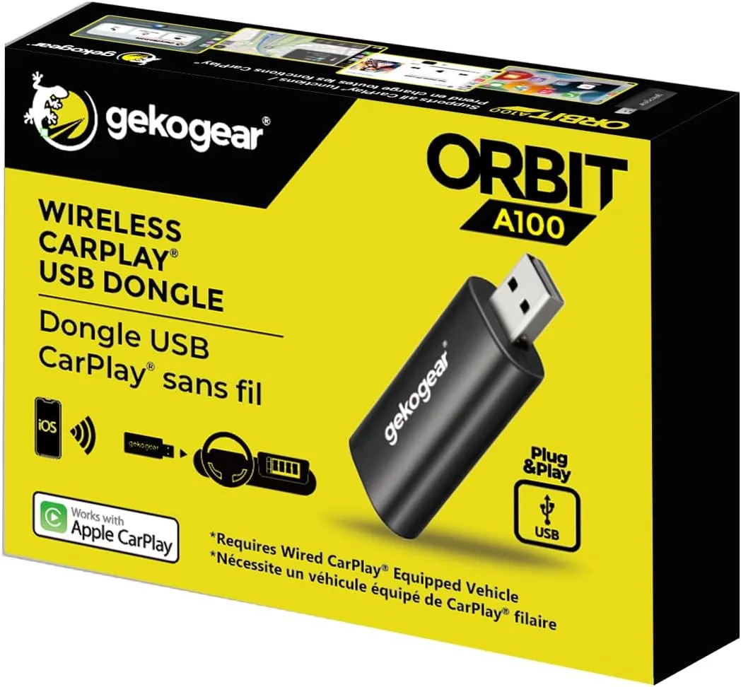 GekoGear Wireless CarPlay USB Adapter for Apple iPhone (A100)