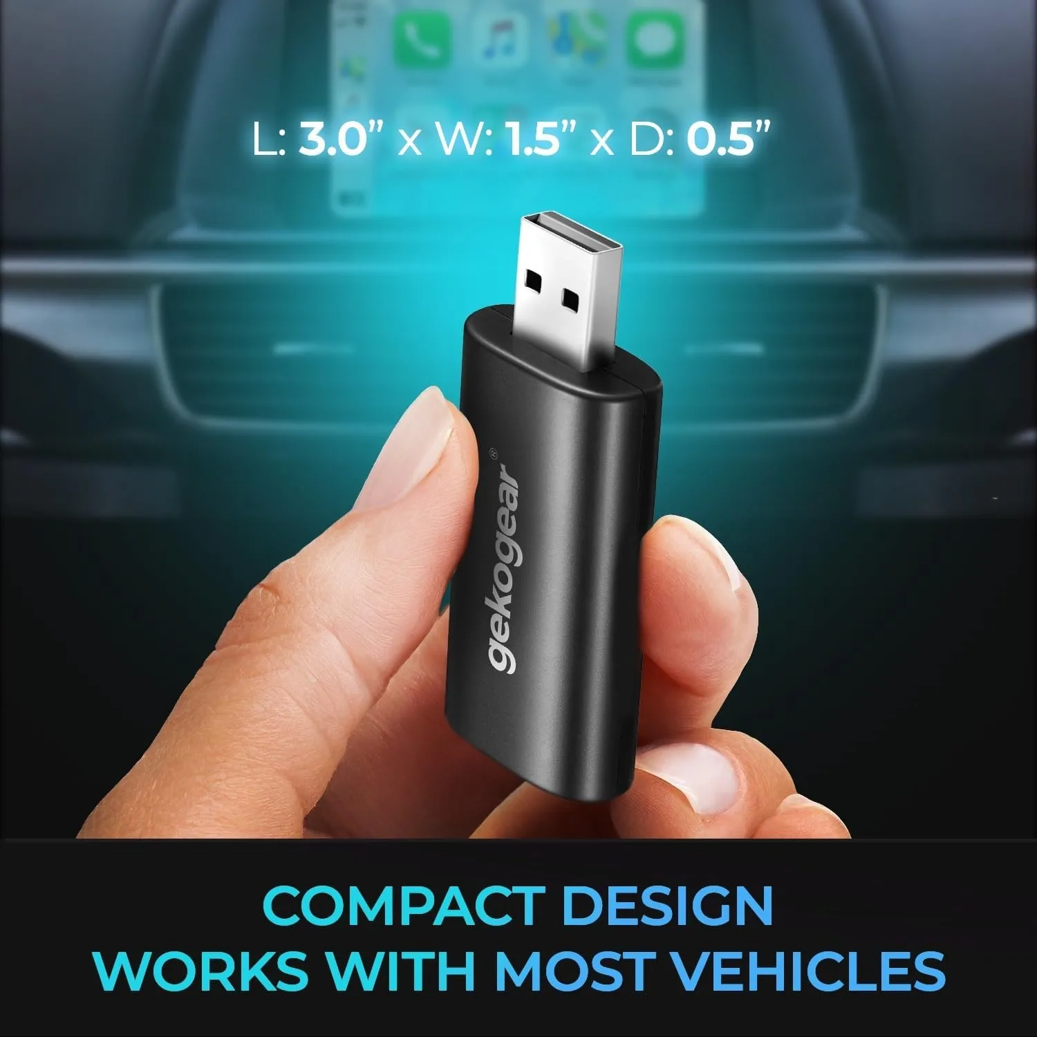 GekoGear Wireless CarPlay USB Adapter for Apple iPhone (A100)