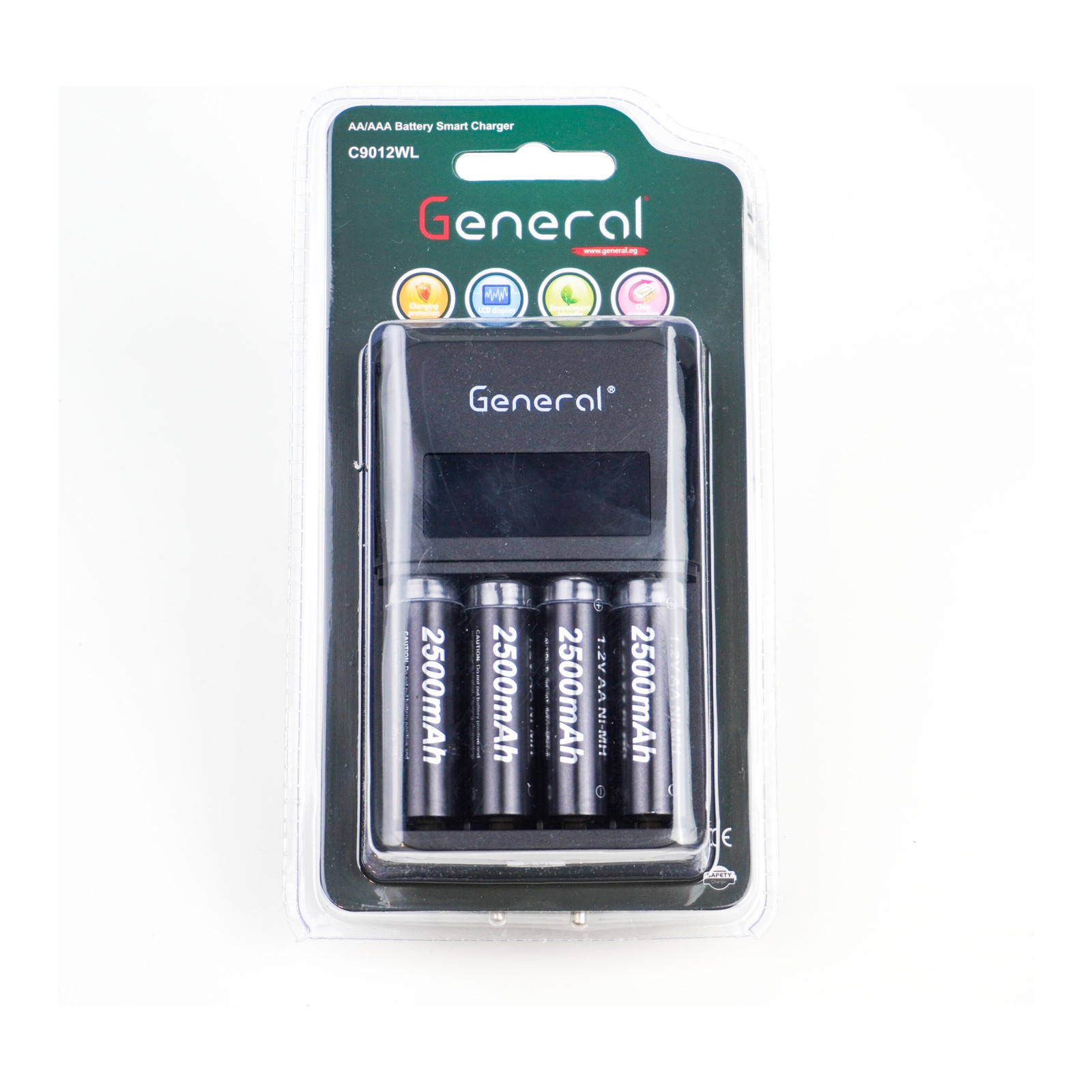 General Battery Charger C9012WL with 4 PCS AA 2500mAh