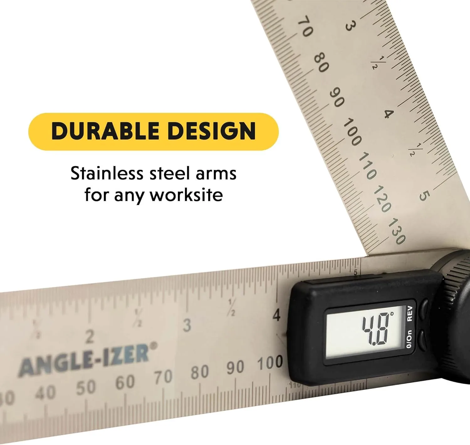 General Tools Digital Angle Finder Ruler #822 - 5" Stainless Steel Woodworking Protractor Tool with Large LCD Display 5-Inch