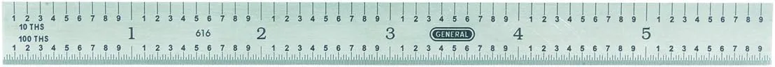 General Tools Flexible 6-Inch Straight Edge Ruler #616, Stainless Steel - 4 Graduations – 1/32 inch, 1/64 inch On One Side