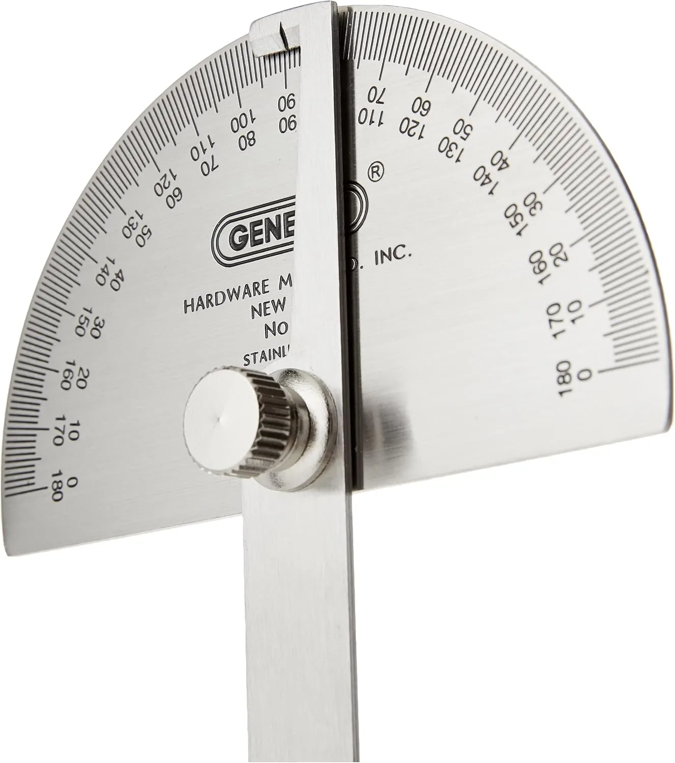 General Tools 18 Round Head Stainless Steel Angle Protractor, 0 to 180 Degrees, 6-Inch Arm