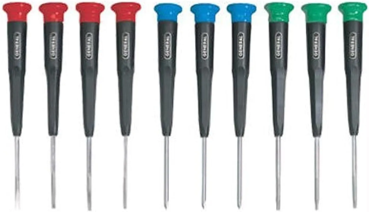 General Tools 690 Precision Screwdrivers, Set of 10, Color-Coded Slotted, Phillips and Torx Bits with Swivel Heads