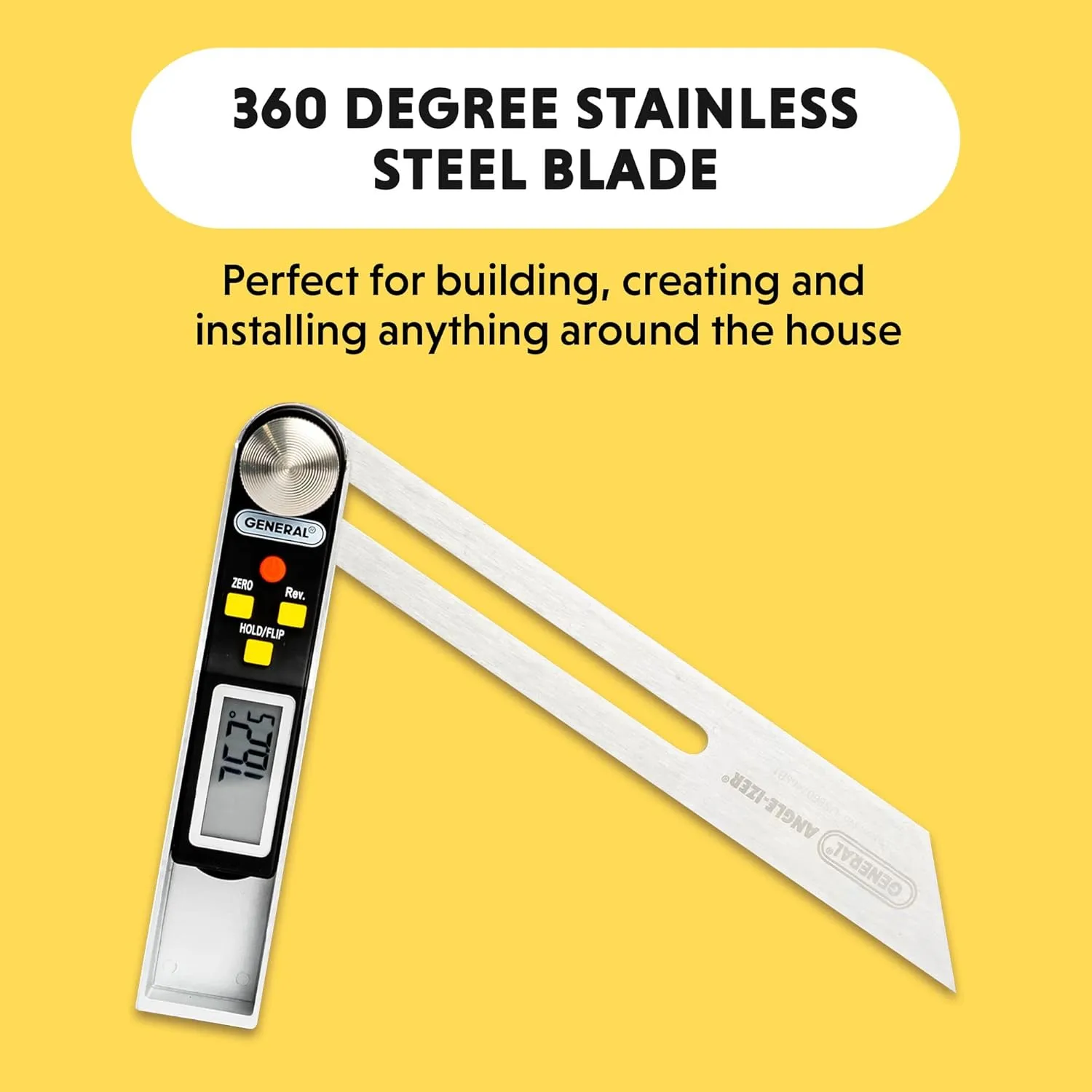 General Tools T-Bevel Gauge & Protractor - Digital Angle Finder with Full LCD Display & 8" Stainless Steel Blade No Bubble