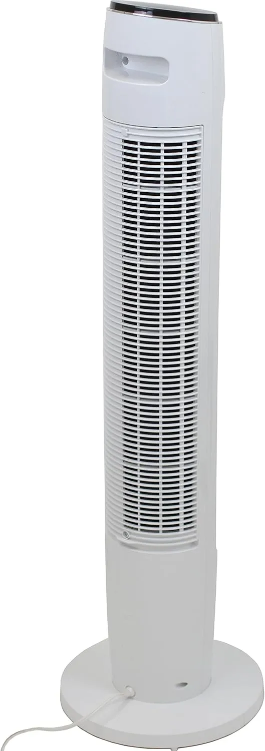 Genesis Powerful 43 Inch Oscillating Tower Fan with Max Air Quiet Technology and Remote, White (G5TOWERFAN)