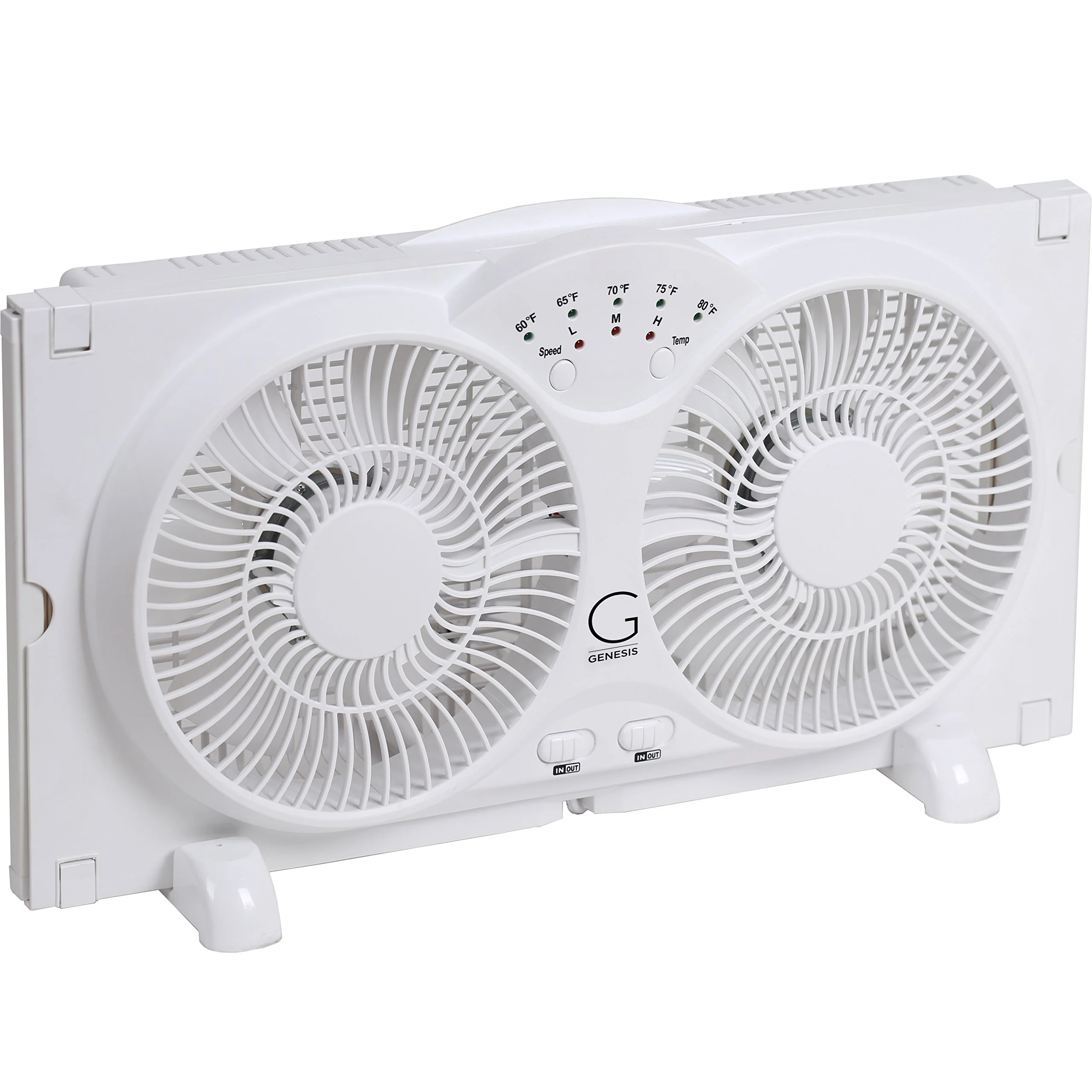 Genesis Twin Fan High Velocity Reversible AirFlow Fan, LED Indicator Lights Adjustable Thermostat & Max Cool Technology