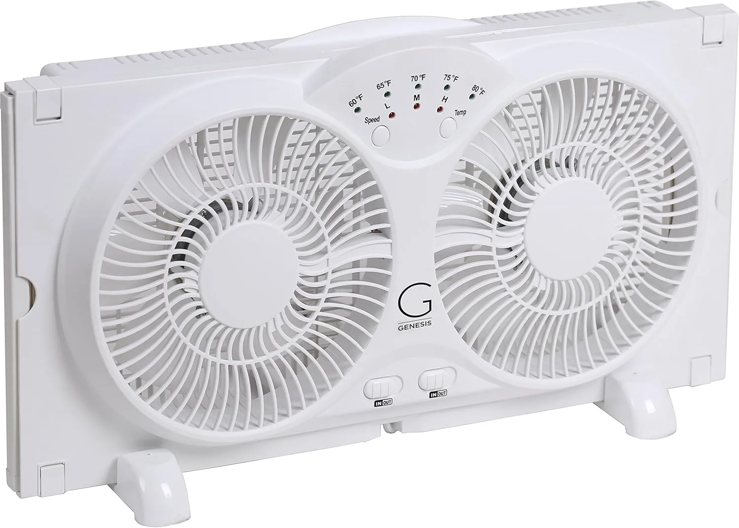 Genesis Twin Fan High Velocity Reversible AirFlow Fan, LED Indicator Lights Adjustable Thermostat & Max Cool Technology