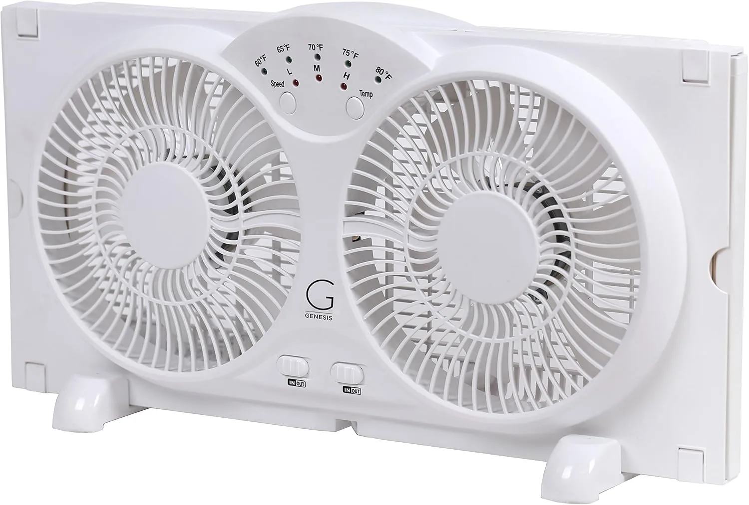 Genesis Twin Fan High Velocity Reversible AirFlow Fan, LED Indicator Lights Adjustable Thermostat & Max Cool Technology