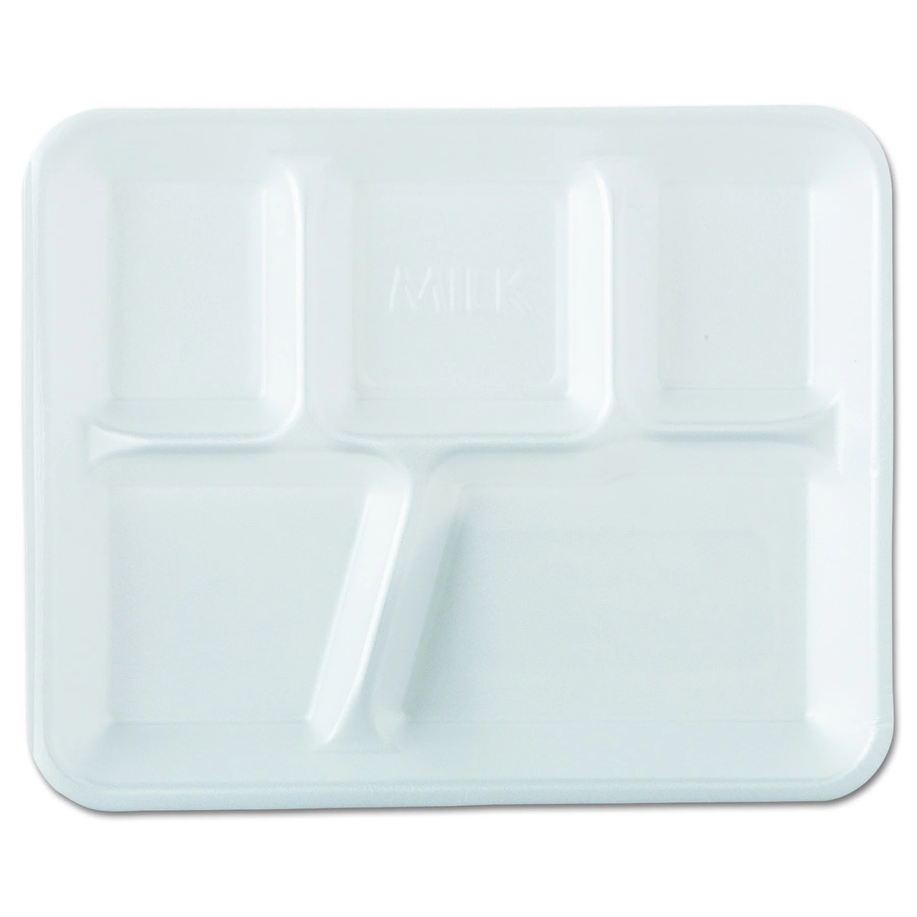 Genpak 10500 Foam School Trays, 5-Comp, 10 2/5 x 8 2/5 x 1 1/4, White (Case of 500)