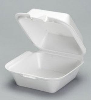 Genpak Large Hinged Sandwich Container 5-13/16"x5-11/16"x3-1/8" White Foam 4 / 125 cs