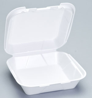 Genpak Medium 1-Comp Hinged Container 8"x8"x3" White Foam 2 / 100 cs