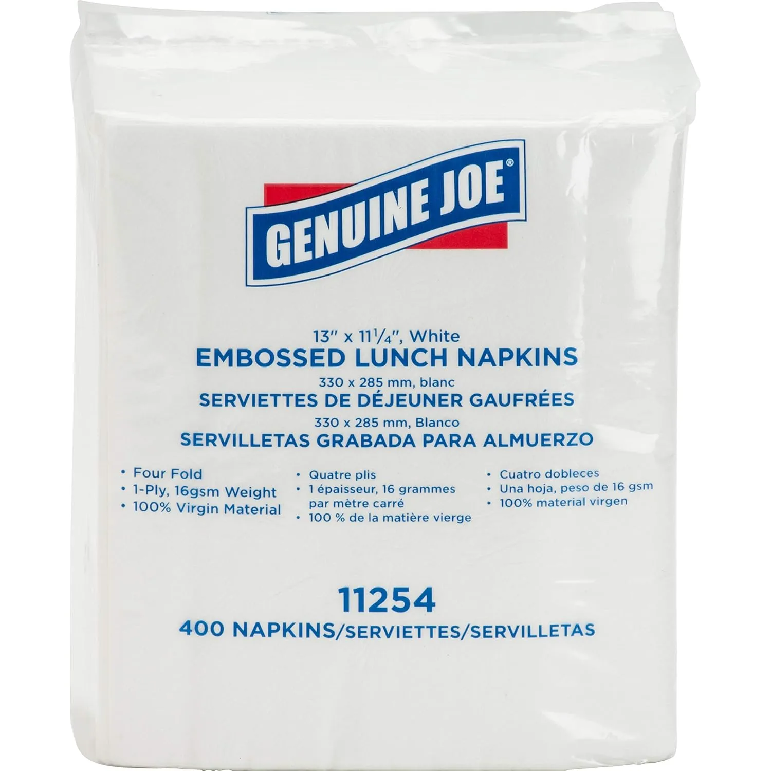 Genuine Joe, GJO11254PK, 1-ply Embossed Lunch Napkins, 400 / Pack, White