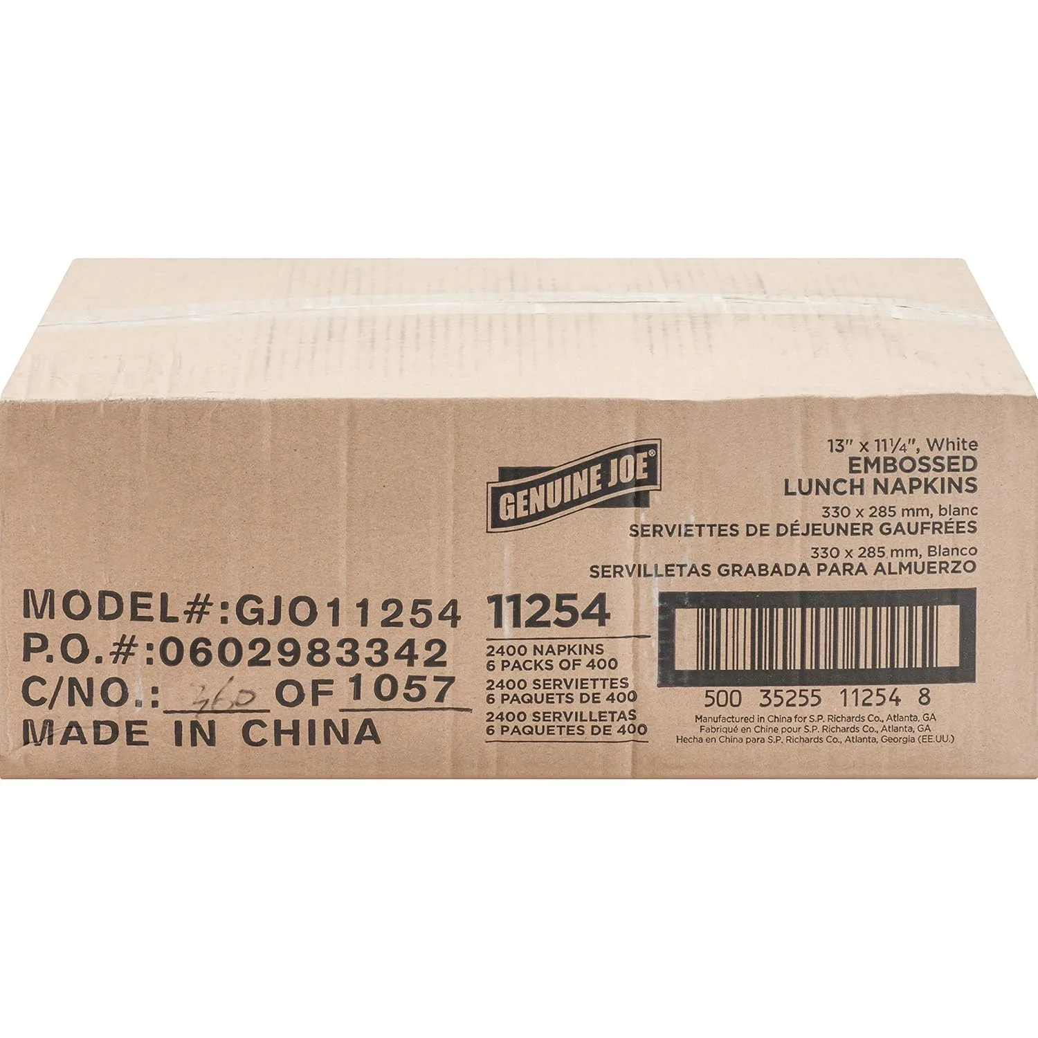 Genuine Joe, GJO11254PK, 1-ply Embossed Lunch Napkins, 400 / Pack, White