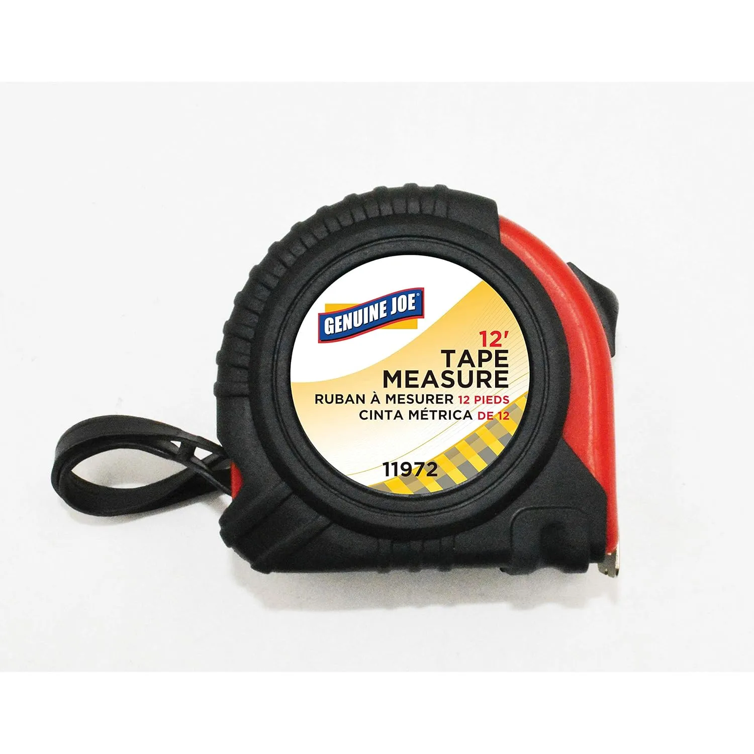 Genuine Joe Tape Measure - 12 ft Length - Imperial Measuring System - Red, Black - 1 Each