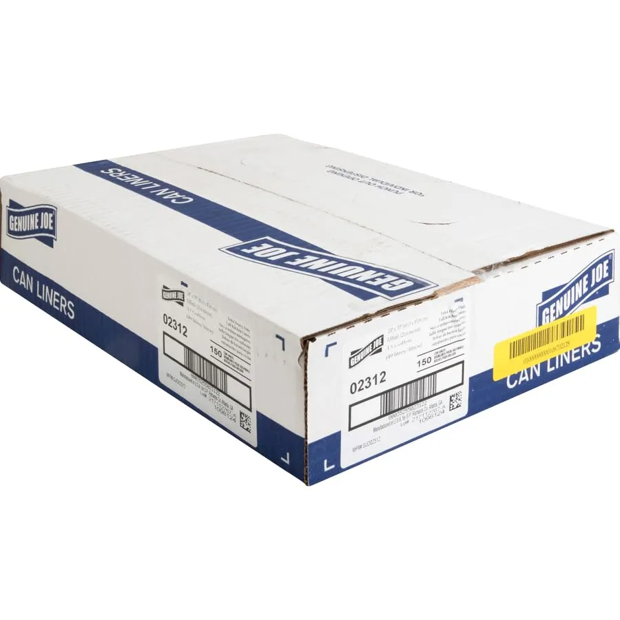 Genuine Joe GJO02312 Heavy Duty Low-Density Kitchen Trash Bag, 13 Gallon Capacity, 31" Width x 24" Height x 0.85 mil Thickness, White (Box of 150)