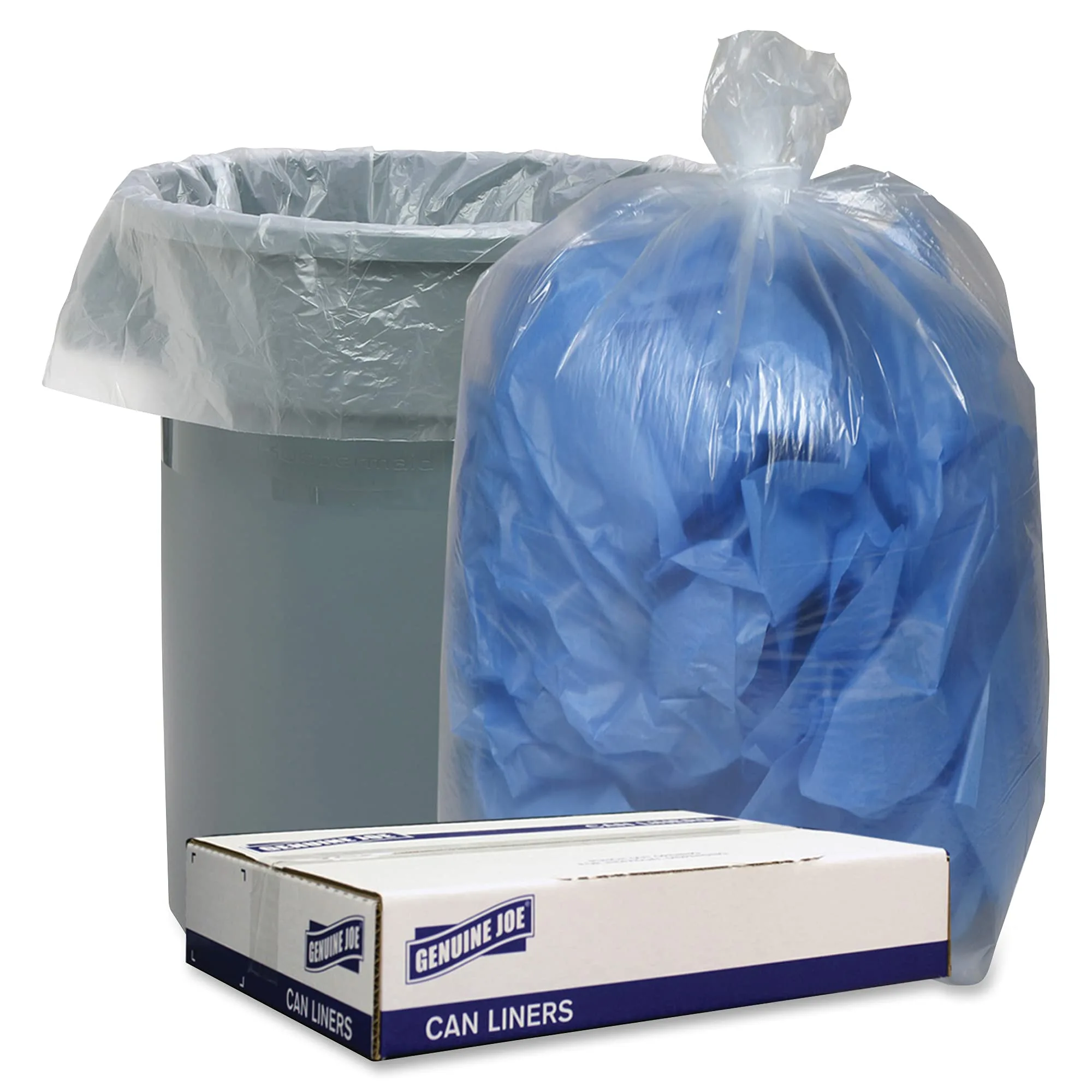 Genuine Joe Low Density Can Liners - 33 gal Capacity - 33inx 39in x 1.40 mil (36 Micron) Thickness - Low Density - Clear - Recycled - 100 / Carton
