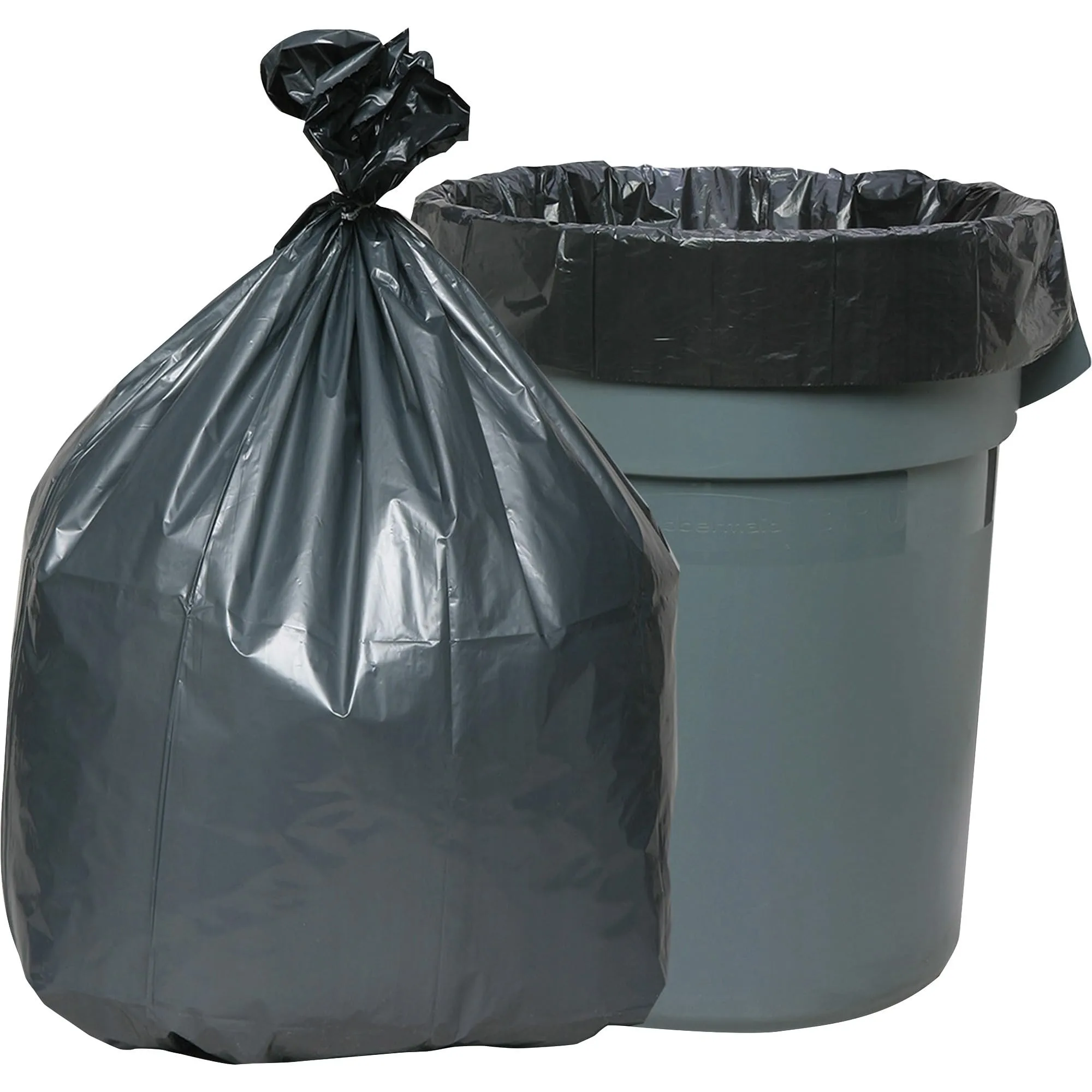 Genuine Joe Maximum Strength Trash Can Liners, 45 Gallon, Black, 50 Count
