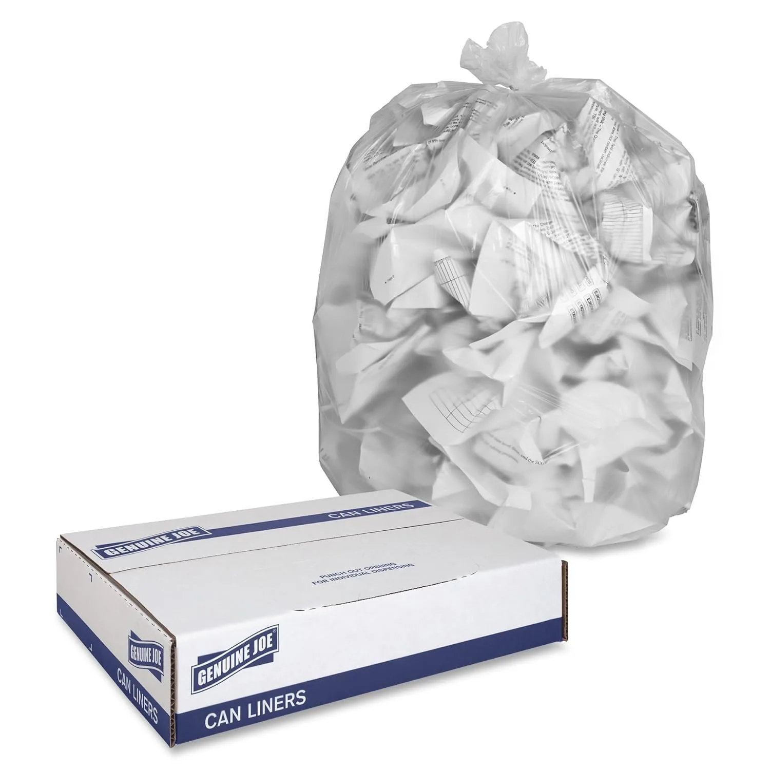 Genuine Joe GJO01760 High-Density Trash Can Liner, 56 Gallon, 48" x 43", 0.63 mil, Clear (Case of 200)