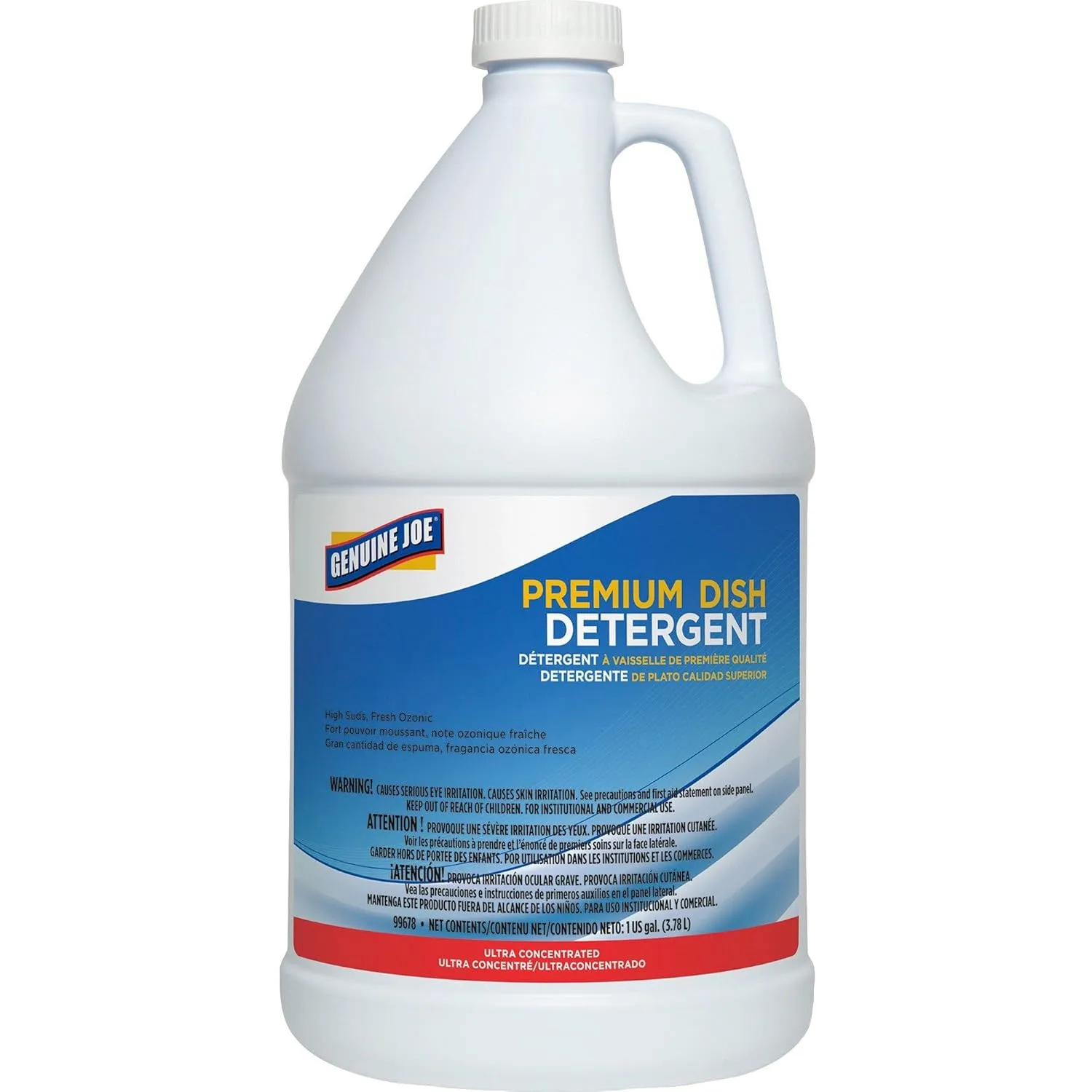 Genuine Joe Premium Dish Detergent - Concentrate - 128 fl oz (4 quart) - Recommended For: Grease Remover - Film-free - Blue - 1 Each