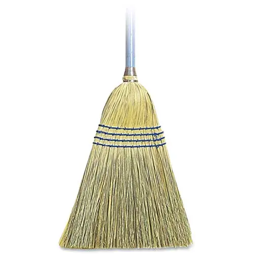 Genuine Joe Light-Duty Broom - Corn Fiber Bristle - Lacquered Wood Handle - Natural - 1 Each