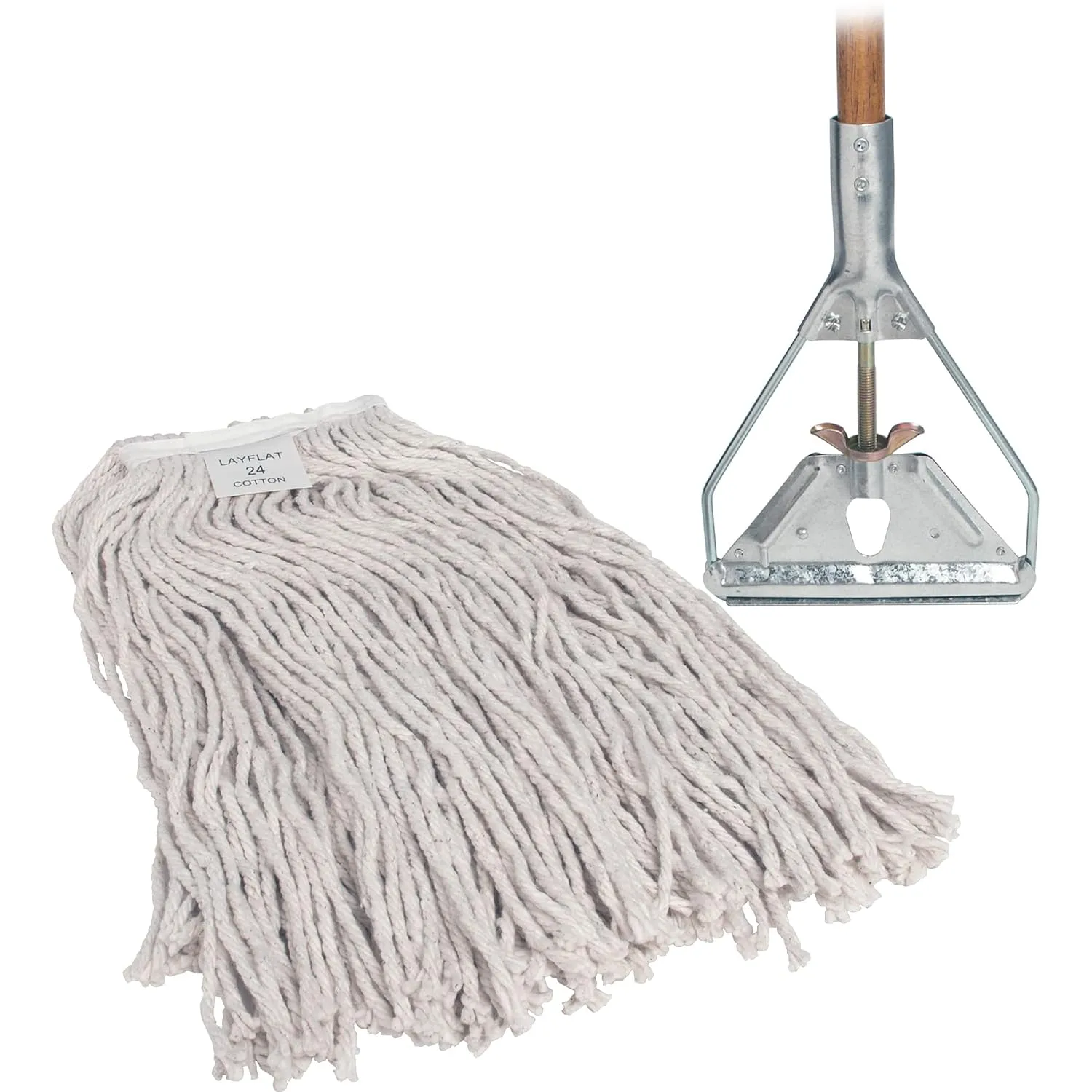 Genuine Joe GJO54201 Cotton Wet Mop with 60in Wood Handle