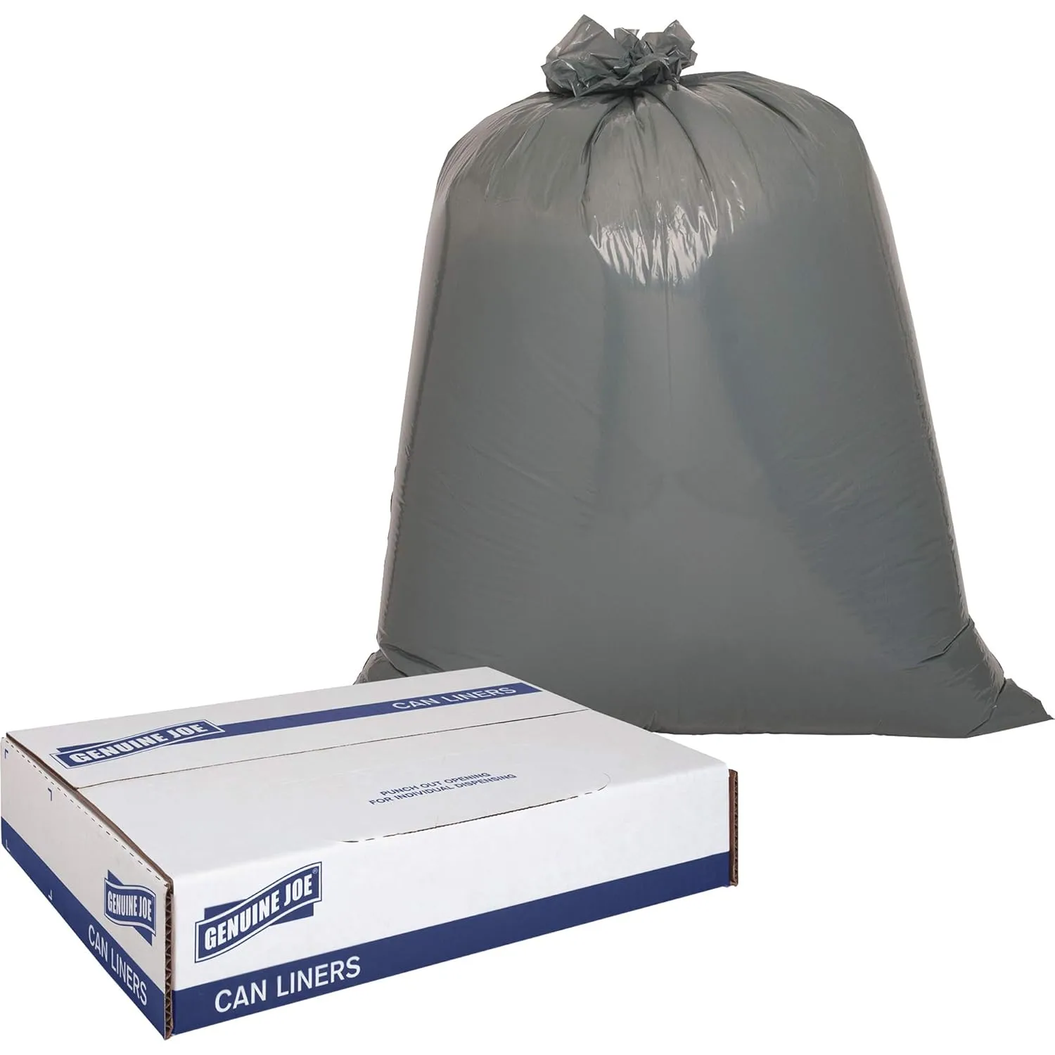 Genuine Joe Maximum Strength Trash Can Liners, 55 Gallon, 39 x 56 in, 50 Count, Black