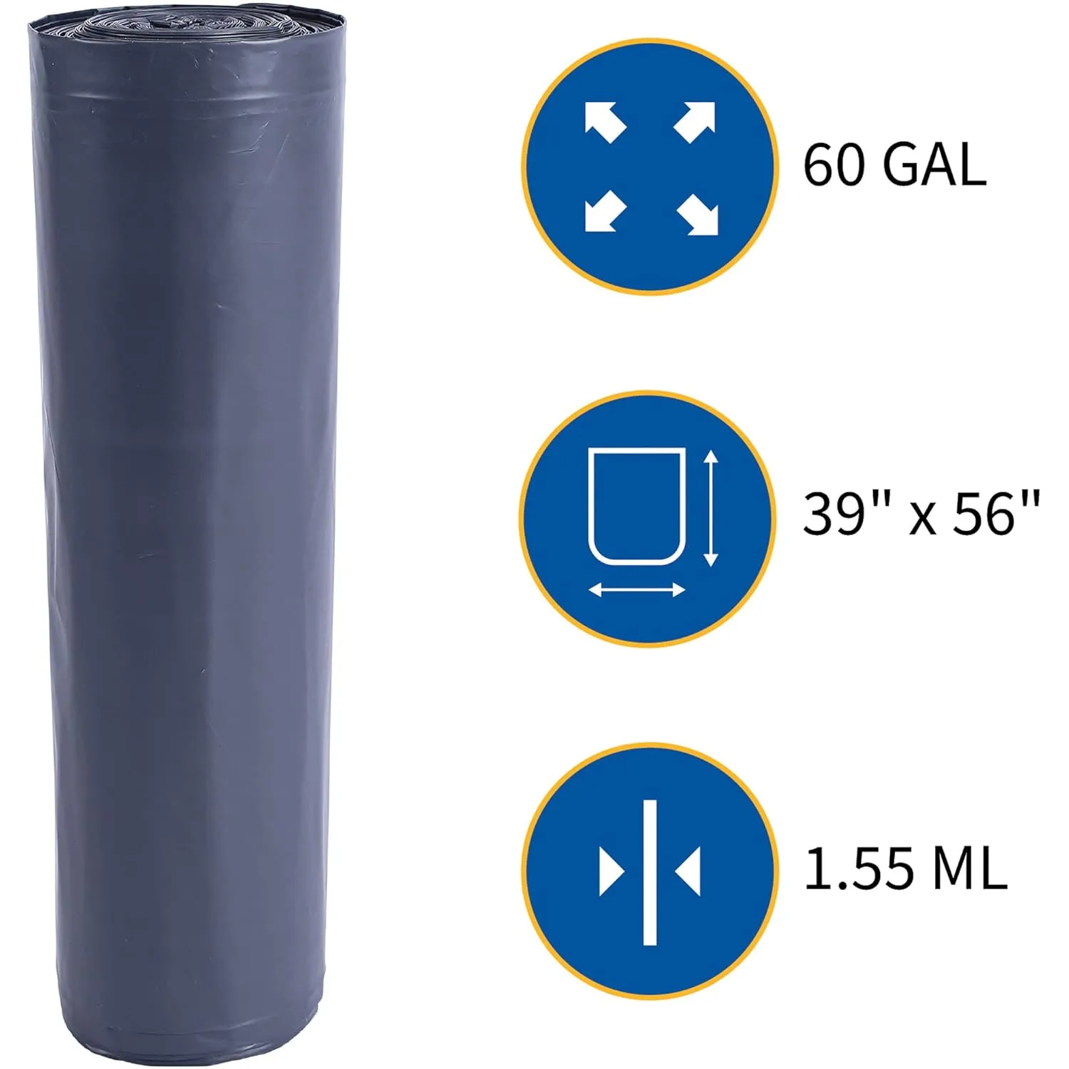 Genuine Joe Maximum Strength Trash Can Liners, 55 Gallon, 39 x 56 in, 50 Count, Black
